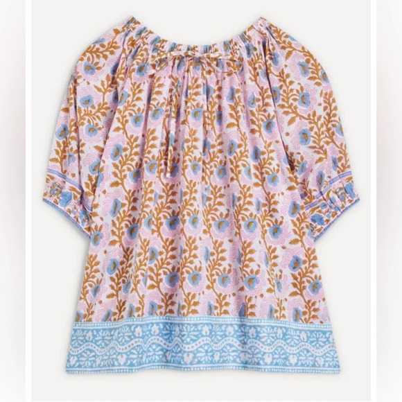 SZ BLOCKPRINTS  Tracy Cotton Top - Camel Essa sz L - Picture 2 of 7